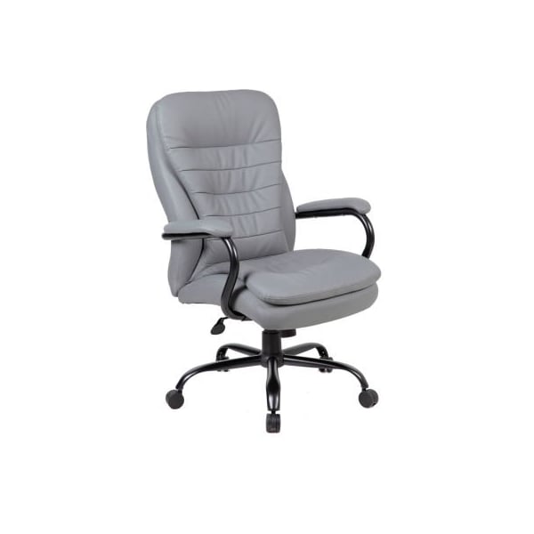 Boss Office Products Boss Big and Tall Office Chair with Arms and Pillow Top - Vinyl - High Back - Gray B991-GY - main